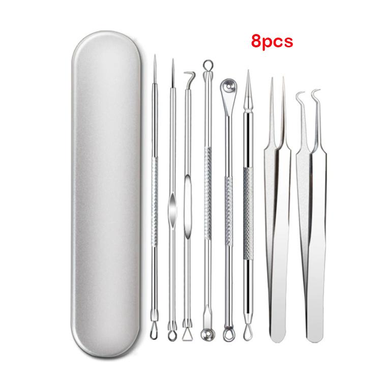 4pcs/6pcs/8pcs/11pcs Stainless Steel Blackhead Removal Tool Pimple Popper Tool Acne Extractor Tool