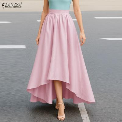 Dámske letné ležérne voľné sukne s asymetrickým lemom