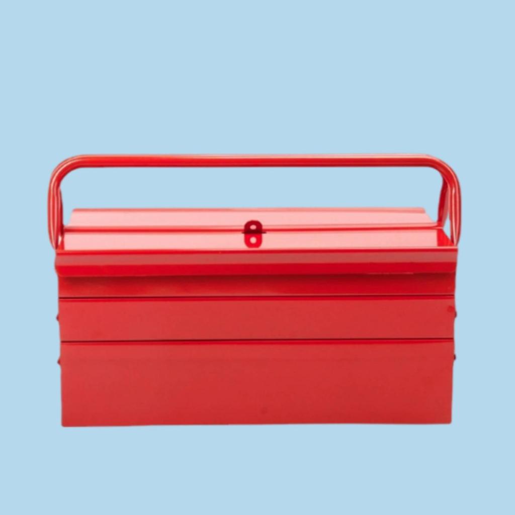 Folding Tool Box Sturdy Metal Container with Trays for Mechanics