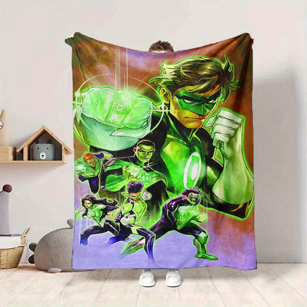 1 Stück Green Lantern Corps Decke Polyesterfaser, Ganzjahreskomfort für Sofa, Bett, Büro, Auto, Camping, Ideale Heimdekoration & Geschenk, Bürokomfort