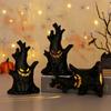 1-10PCS Halloween LED Ghost Face Tree Statue with BatterySpooky Tree Demon Statue Tabletop Bark Face Figurine for Indoor Outdoor