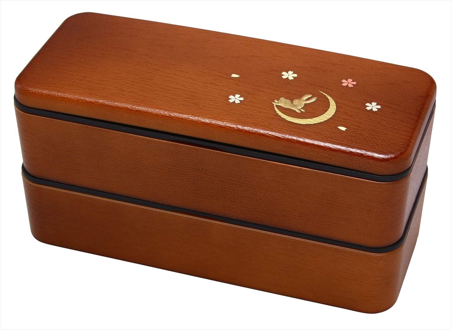 

Yamanaka Lacquer Wood Grain Square Lunch Box Moon Rabbit M16408-4