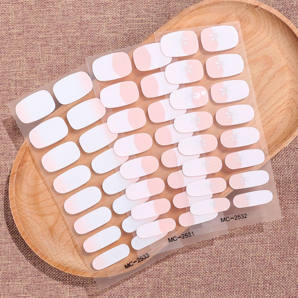 High Quality New 16-Finger No-Curing Lamp Gel Nail Stickers Waterproof French Gradient Clearance