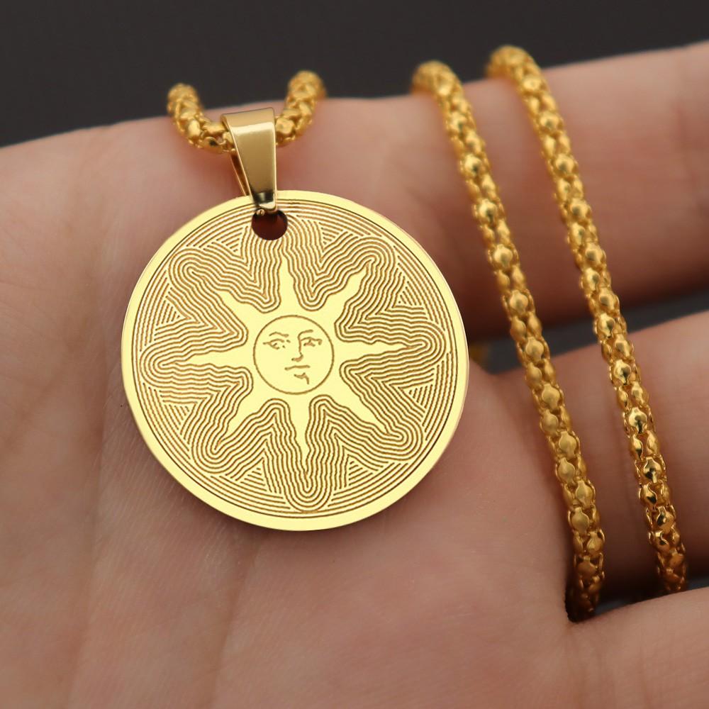 Nerezový náhrdelník Dark Soul Sun God Přívěsek Osobnost Pop Hip Hop Pánské šperky