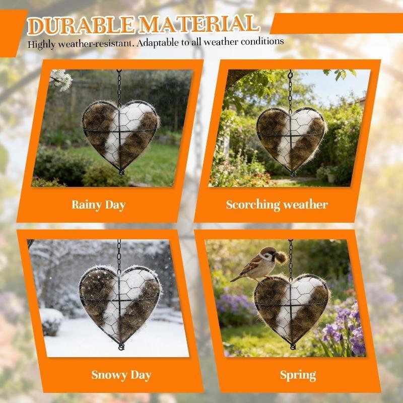 1PC Bird Nesting Heart Outdoor Yard Art