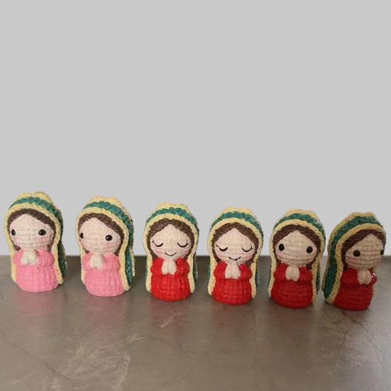 Niedliche Maria Statue Auto Kleines Harz Auto Rückspiegel Jungfrau Maria Innenraum Dekoration Anhänger mit Häkelarbeit