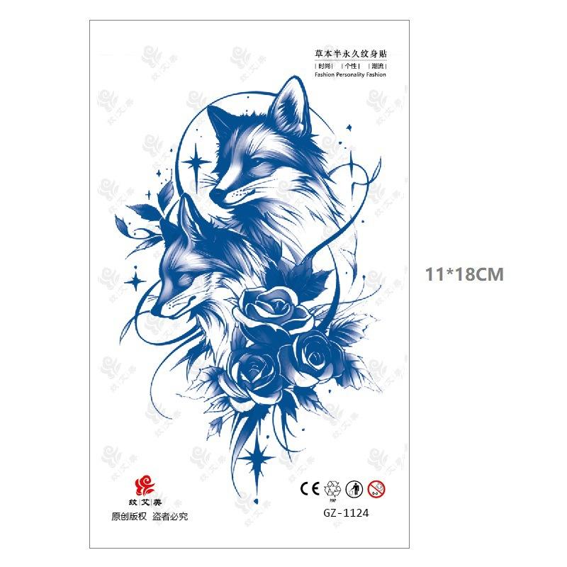 Herbal Tattoo Sticker Animal Pattern Fox Snake Butterfly Men'S And Women'S Models Can Not Be Washed Off 15 Days Gradual Change Water Transfer Sticker