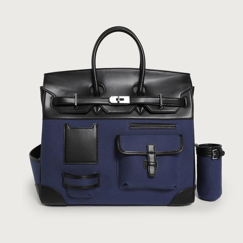 2026 Season New Contrasting Color Canvas Color Matching Portable Extra Large Platinum Bag Leisure Travel Bag Shoulder Messenger Women's Bag