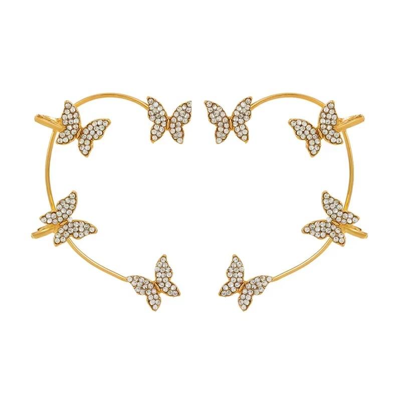 Gold Silver Color Butterfly Ear Clips Without Piercing For Women Ear Cuff Clip Earrings Wedding Fashion Aesthetic Korean Jewelry