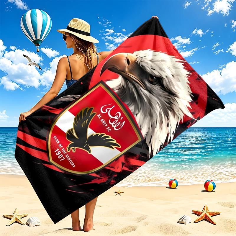 Al Ahly FC Beach Towel Quick Dry Soft MicrofiberSand Resistant Oversized Cabana Bath Sheet for Swimming Pool Travel Gift