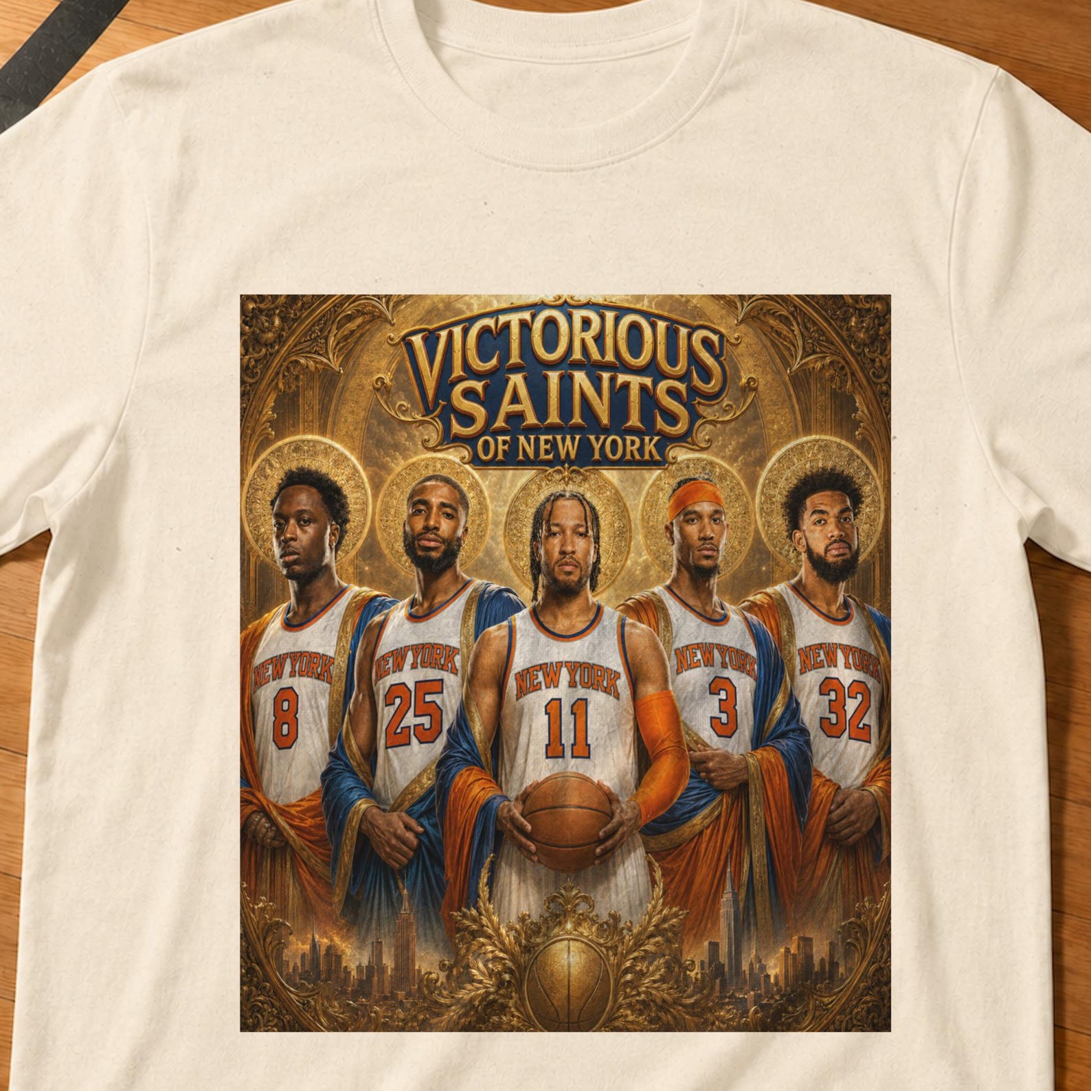 Victorius Saints of New York Knicks Jalen Brunson OG Anunoby Bridges Josh Hart Shirt Towns Finals Shirt,Nba Finals,NY Hoops Gift,NY Shirt L
