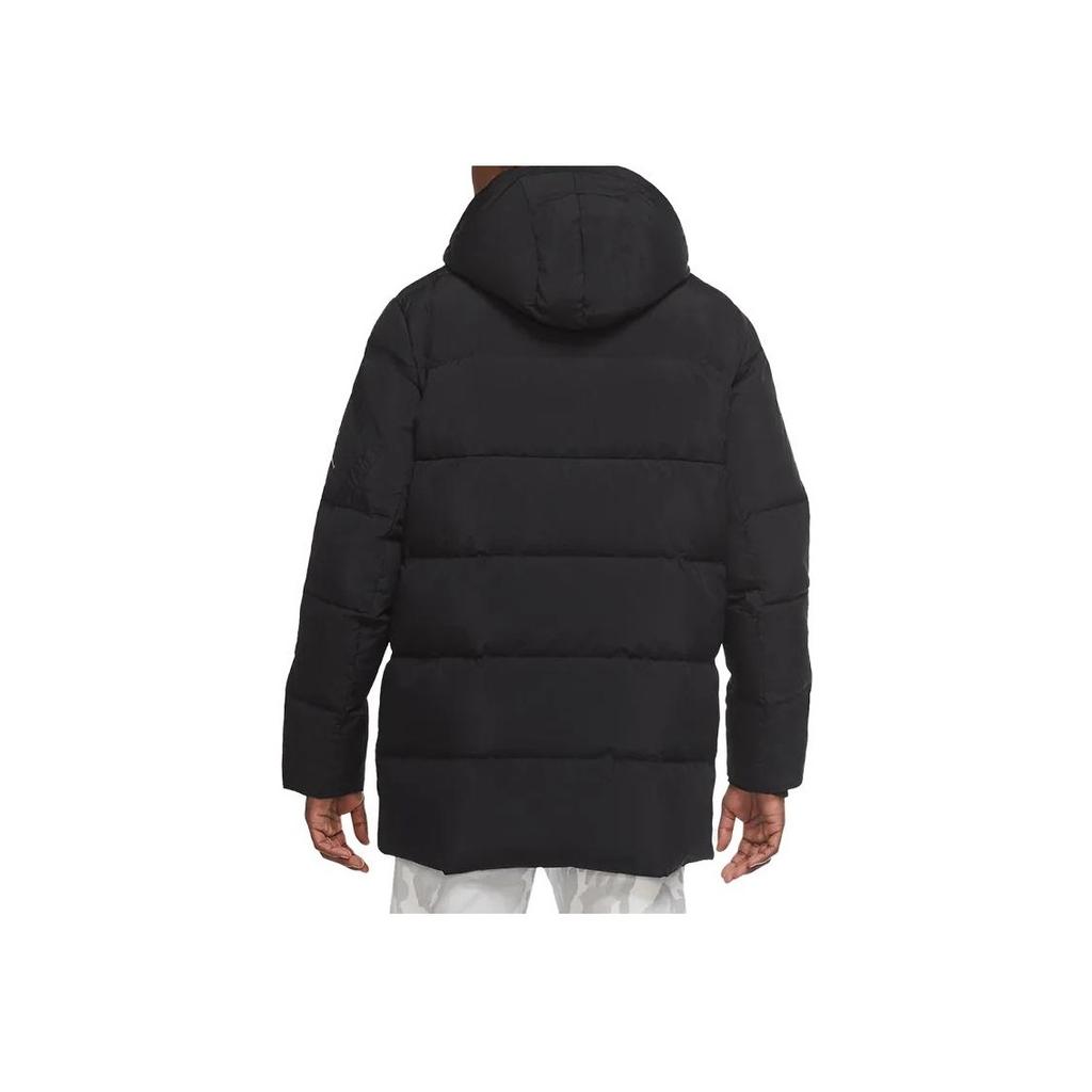 Jordan Logo Print Down Jacket With Storage Pocket Detail And Hood Men Outerwear Black DZ4552-010