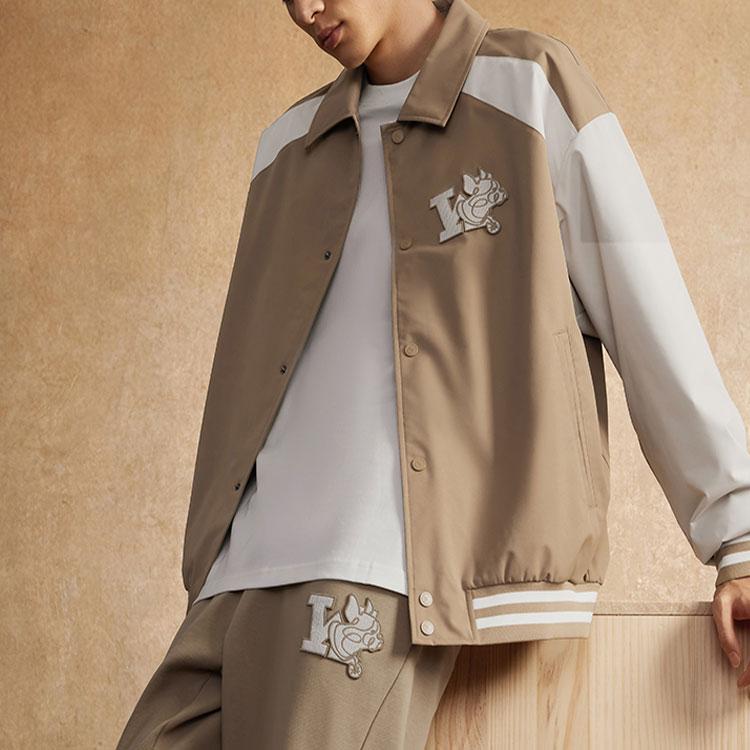Li-Ning Wade Series Stand Collar Letter Print Woven Casual Long-Sleeve Sports Coach Jacket Men Jacket Pale-Chestnut AFDT869-2
