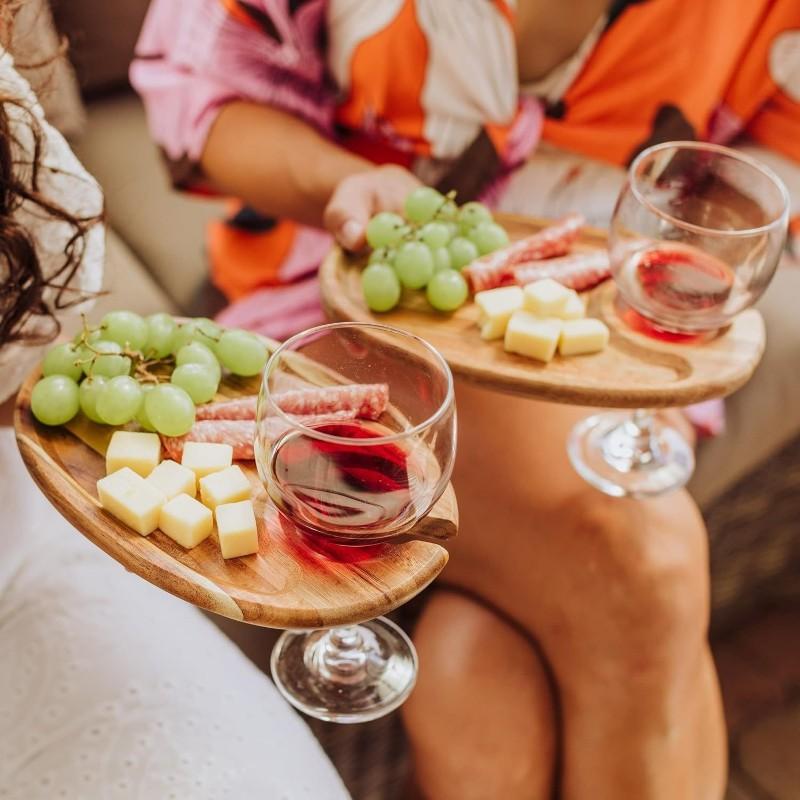 A03F-Acacia Wood For Parties And Dining Wooden Tray-Modern Irregular Design For Red Wine& Steak Serving Platters