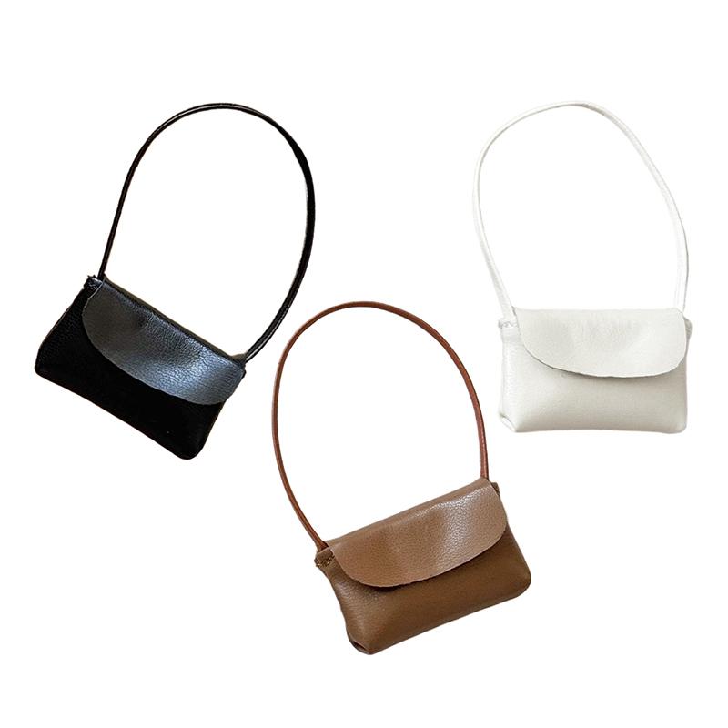 1Pcs 15-17cm Doll Handbag Lady Leather Bag PU Leather Purse Accessories Dollhouse Decoration Pretend Play Toy