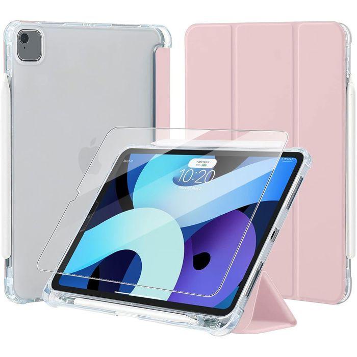 Coque + Verre Trempé - pour iPad Air 4/5 - Protection Antichoc - Rose - Emplacement Stylet - Silicone