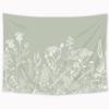 Sage Green Floral Wildflower Tapestry Flowers Plants Botanical Botany Spring Herbs Wall Hanging Natural Watercolor Home Dorm