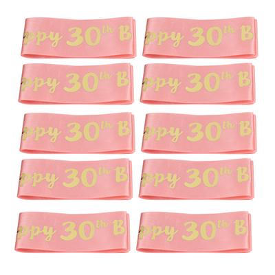 10 Peças Faixa Rosa de Aniversário 30º Aniversário Poliéster Letra Grande Tamanho Perfeito Faixa de 30º Aniversário para