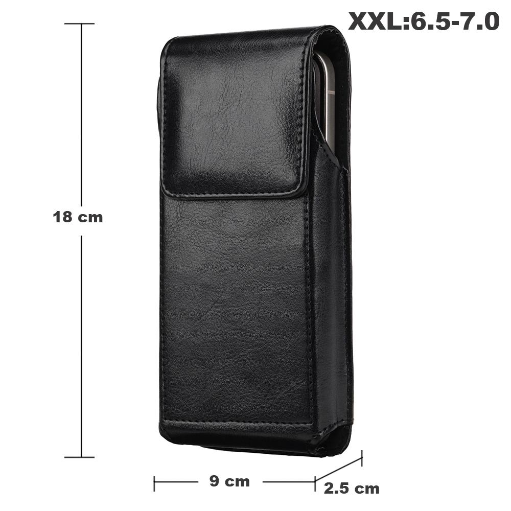 Universal Leather Mobile Phone Waist Bag For iPhone 17 16 15 Pro Max Samsung Xiaomi Vertical Cell Phone Belt Clip Holster Cover