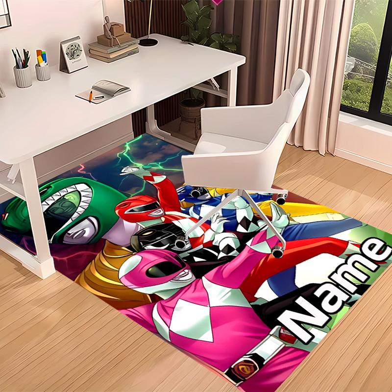 Custom Personalization Mighty Morphin Power Rangers Print Area Rug - Soft, Washable Non-Slip Indoor Mat,Living Room,Home&Office Decorative Rug
