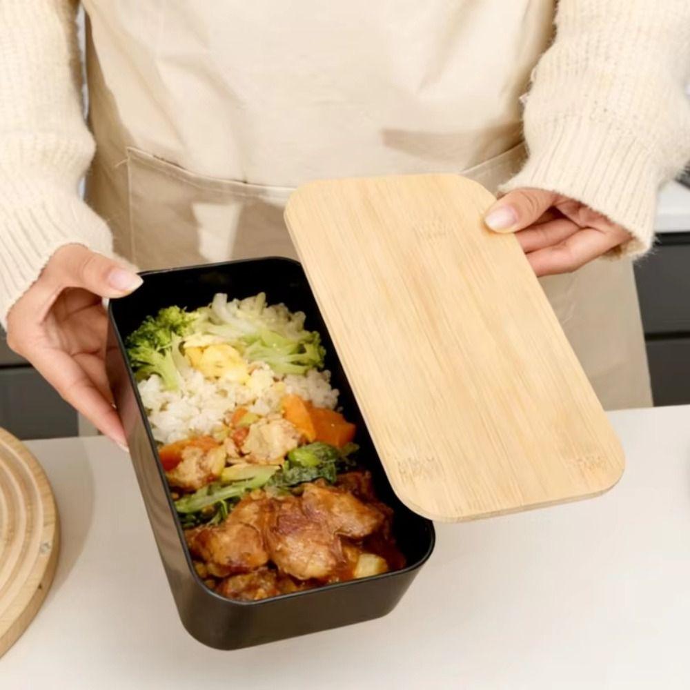 Creative Leak Proof Bento Box Heat-Resistant Bamboo Lid Lunch Box Heatable Outdoor Picnic Boxes Office School