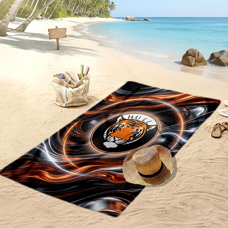 Hull City Football Print Beach Towel, Large Soft Quick Dry Towel for Beach Camping Swimming
