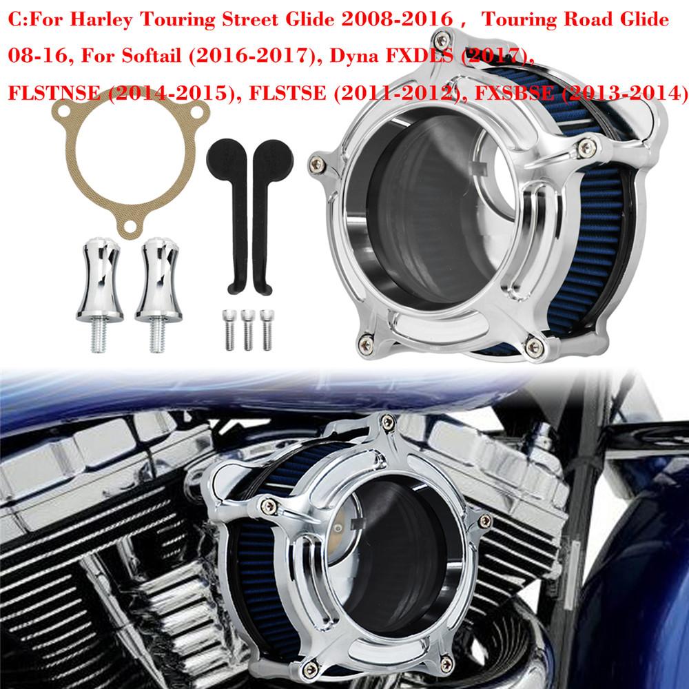 Kit filtru de aer cromat pentru filtre de aer pentru motociclete Sistem de admisie CNC pentru Harley Touring Sportster XL 48 72 883 1200 Dyna Softail