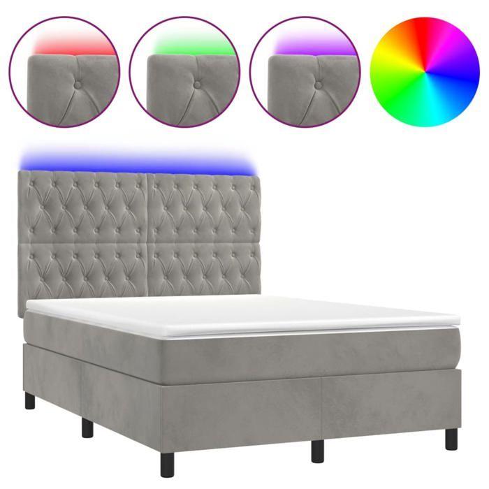 VidaXL Slat Bed Base with Mattress and LED, Upholstered Bed, Double Bed, Adult Bed for Interior Bedroom, 3136305