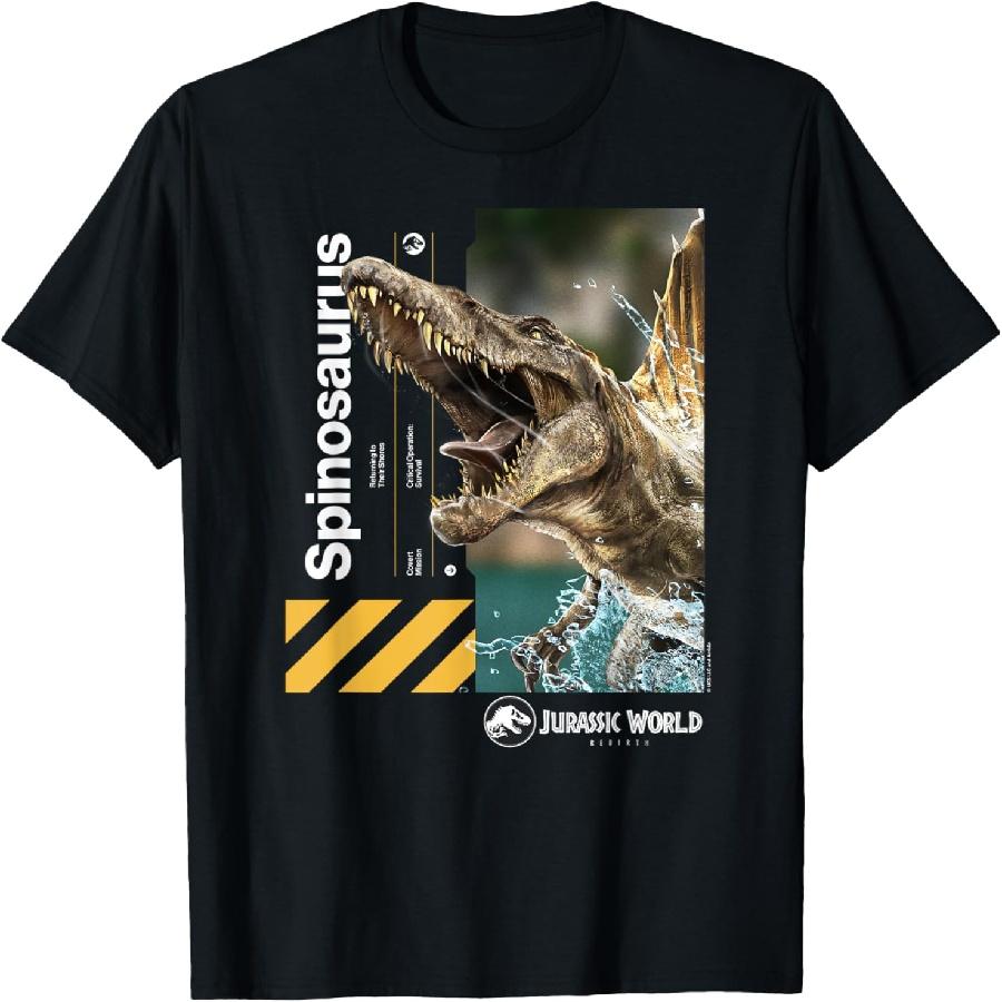 

Jurassic World Spinosaurus T-Shirt, Unisex-Adults_Kids, Black, Small, Short Sleeve, Classic Fit, Cotton 80% Polyester 20% S