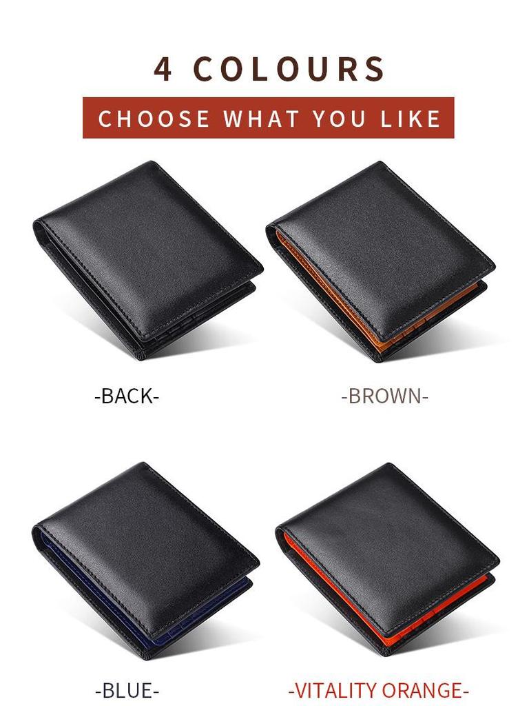 Men's Genuine Leather RFID Blocking Multi-Card Wallet with Coin Purse
