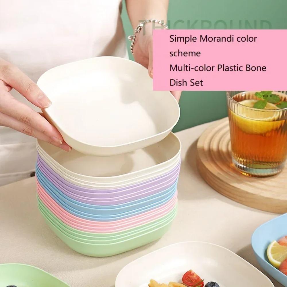 10PCS Multicolor Fruit Plate Multifunctional Candy Plate Rectangular Snack Dish Dining