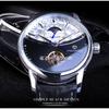 Forsining Luxury Automatic Mechanical Watches Mens Sun Moon Phase Tourbillon Watch Waterproof Men Wristwatch