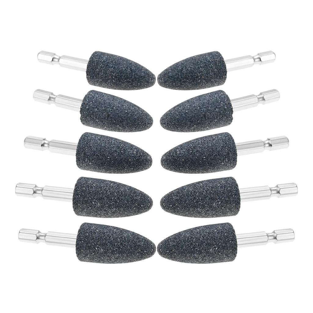 10Pcs 20mm Aluminum Oxide Mounted Grinding Stones Rotary Grinding Bits 1/4" Hex Shank for Electric Rotary Tools Drill Grinder