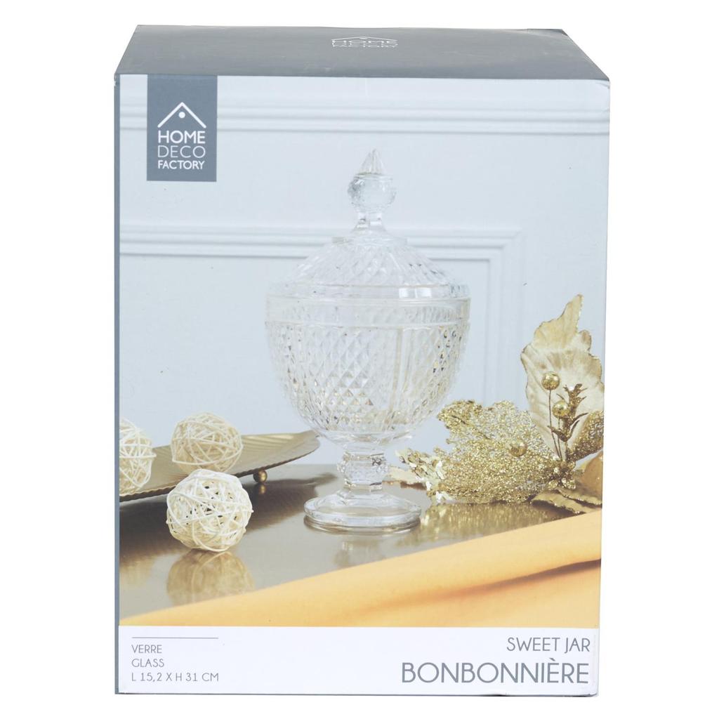 Diamantglas Schokoladenbox 15x31 cm, glamourös dekoriert