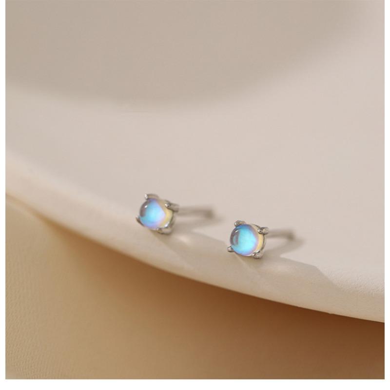 Fashionable Small Earrings for Women Simple Imitation Moonstone Earrings Korean Style Earrings