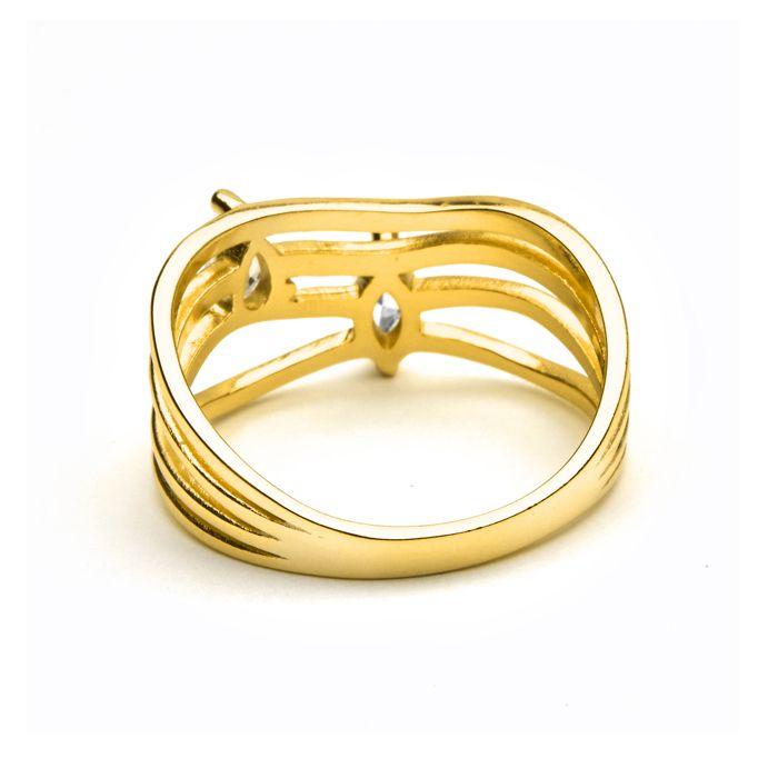 Anneau - LUXENTER - Tanduf - Argent sterling 925 - Zircone brillante - Finition or 18K