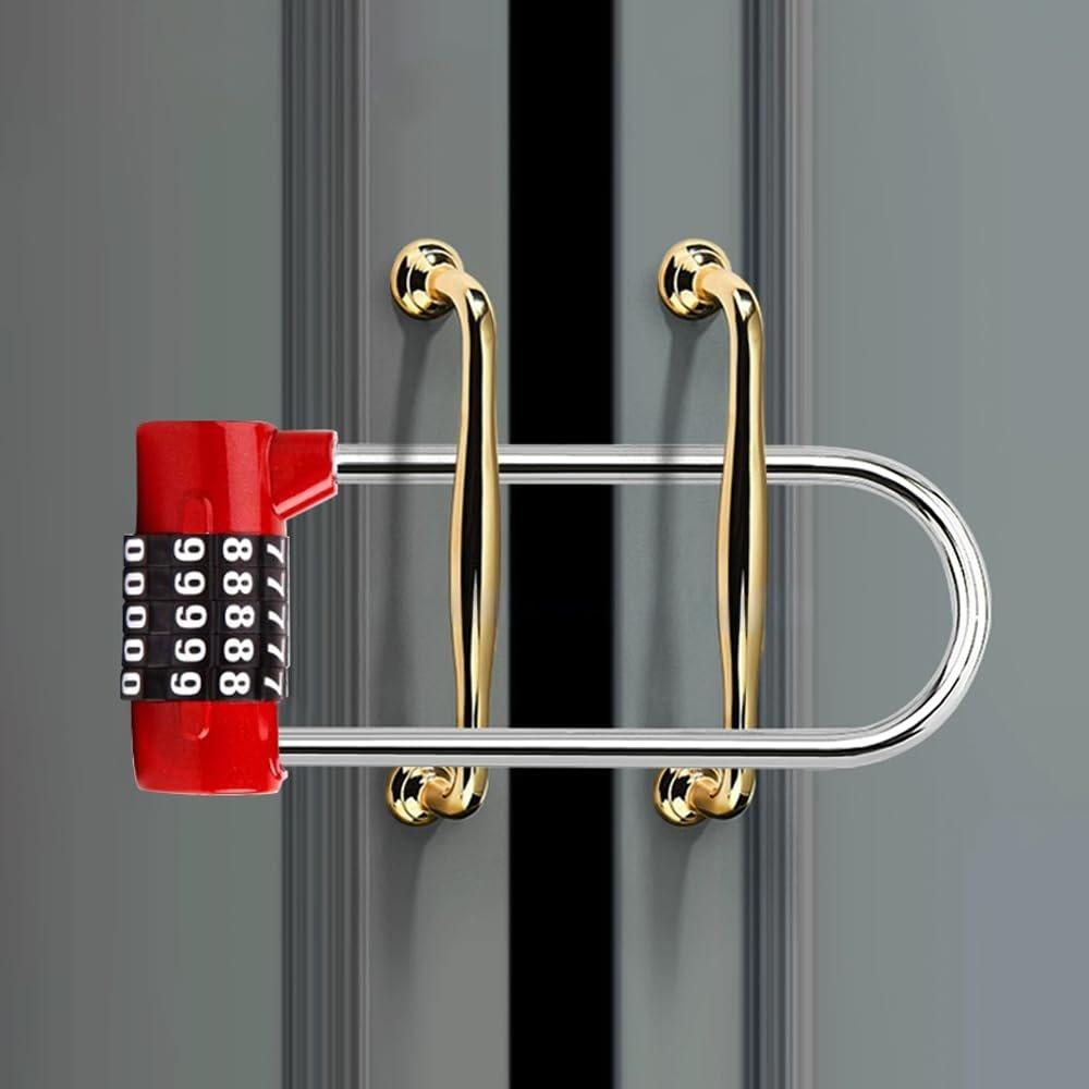 SAFERUN 5-Digit Combination Padlock Red Long Shackle Zinc Alloy Dial Lock for Gym Locker Gate