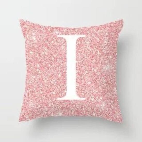 

Pink Metal Letter Peach Leather Velvet Pillow Cover Cushion Cover Comfortable Premium Durable Quality Useful Practical 45*45cm