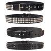 Punk Unisex Black Leather Belt with Pentagram Bullet Rivet Buckle