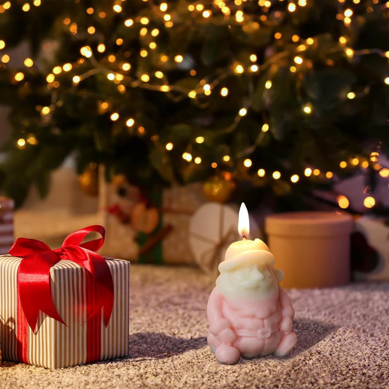 Christmas Ornaments Mold Santa Claus Reusable Christmas Candle Mold 3D Silicone Molds Handmade Holiday Candle Molds For Scented