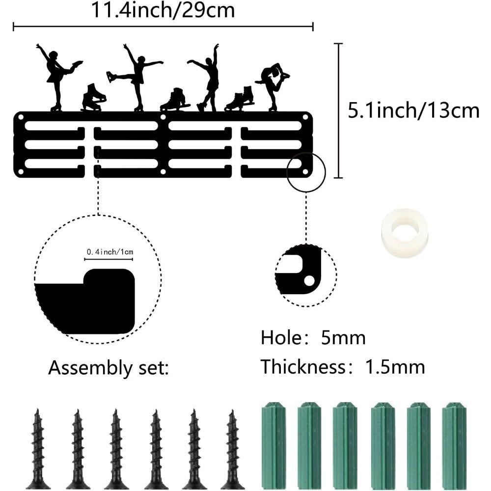 Metal Wall Medal Holder Black 29x13 cm for Sports Awards Trophy Display