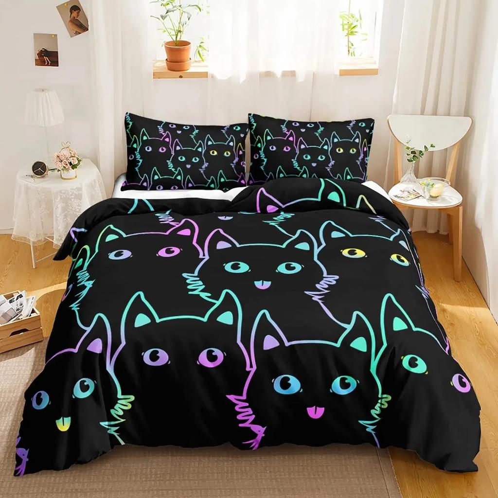 Cute Cartoon Panda Stars Comfortable Duvet Quilt Cover Pillowcase Bedding Set Children Bedroom Decoration Home Textile