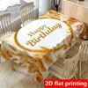 1pc Tablecover with Golden Wheat Spikes and Light Pink Roses, Featuring "Happy Birthday" Text, Rectangular Party Tablecloth Available In Multiple Size