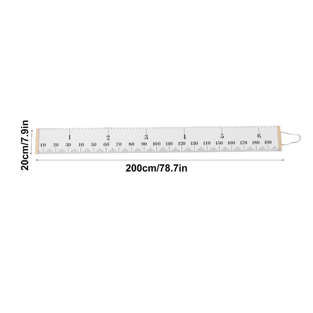 Pine Wood Canvas Height Measuring Ruler Dual Scale Mark Home Growth Recording Chart Family Bedroom