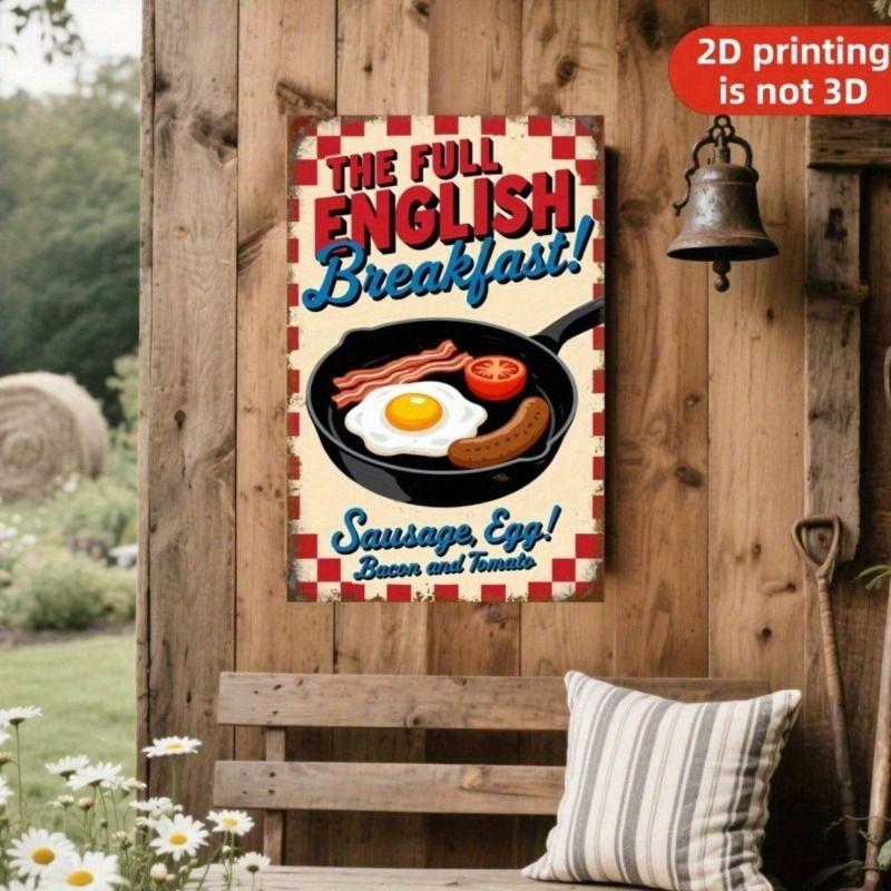 Vintage Breakfast Egg Bacon Metal Poster Wall Art Kitchen Decor