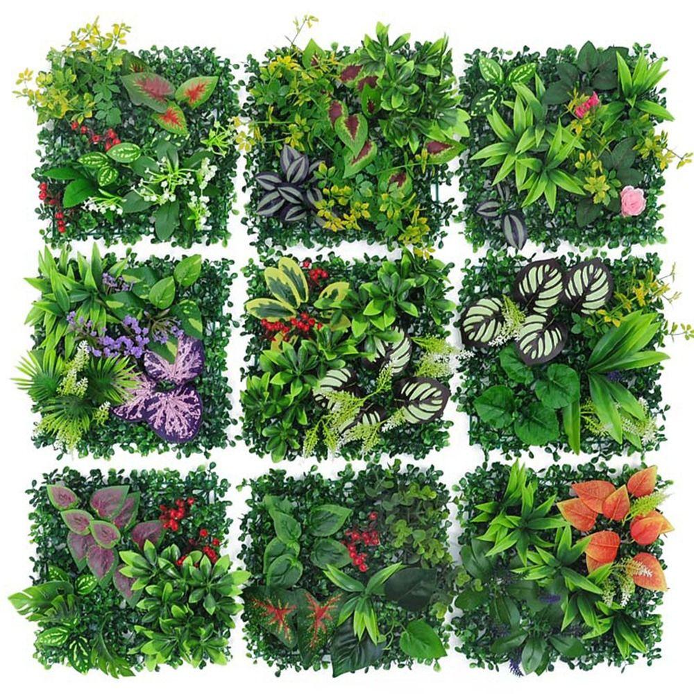 Plastic Artificial Plant Wall Green Fake Green Grass Mat Simulation Plant Sheet  Home Decoration