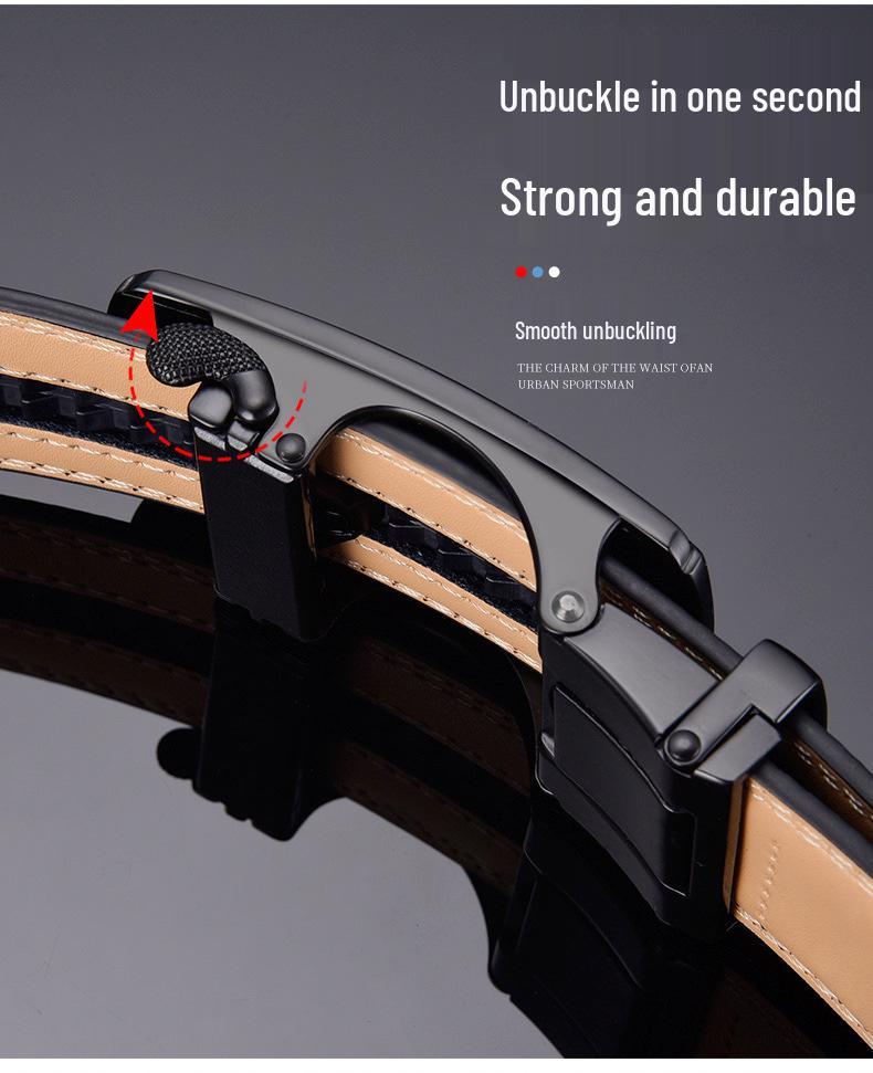 Men's Genuine Leather Automatic Buckle Belt for Business and Casual Wear