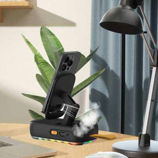 Bluetooth Uyumlu Hoparlörlü Cep Telefonu Standı LED Işıklı Katlanabilir Döndürülebilir Masa Standı TF Kartlı Kablosuz Hoparlör Samsung Tabletler İçin