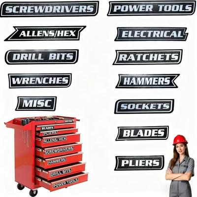 Easy Identification Magnetic Toolbox Labels Time-Saving Tool Box Labels Organize Accessories