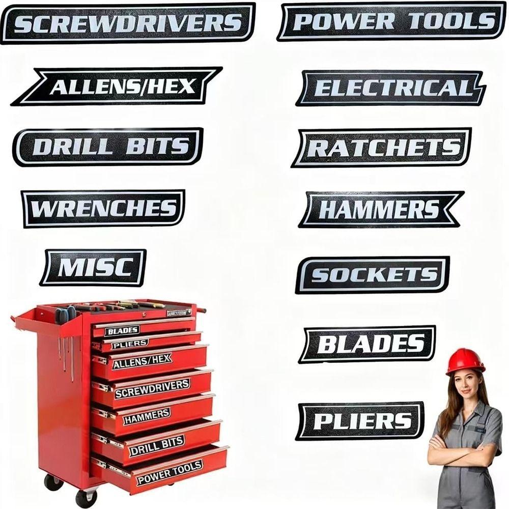 PVC Magnetic Toolbox Labels Easy Identification Tool Box Labels New Reusable Tags  General Tool Box